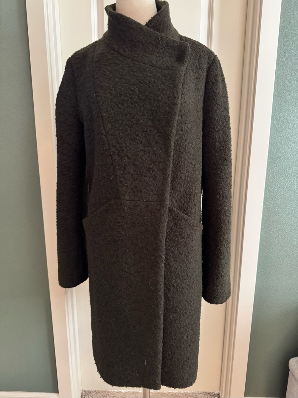 Kenneth Cole Dark Olive Textured Long Jacket